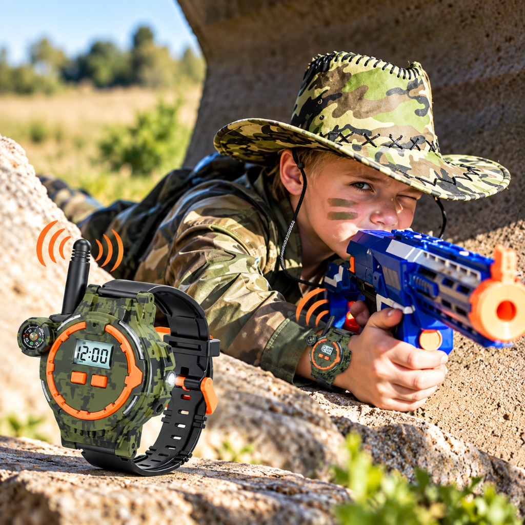 montre talkie walkie camouflage avec écran digital et boussole