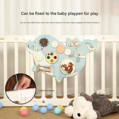 CPC CE EN71 Certified Multi-functional Wooden Dolphin Busy Board Wall Game Kids Toys Educational
