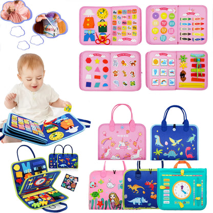 Montessori Busy Book Toddler Sensory Educational Toy  Preschool Learning Activity Book Portable Travel Gift for Boys Girls