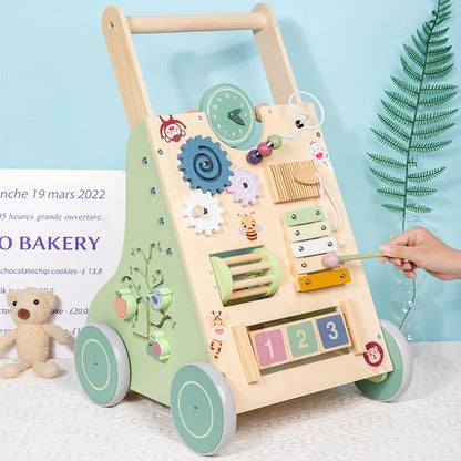 Wooden Baby Walker Push and Pull Stroller Learning Toy for Toddlers Educational Toy Development