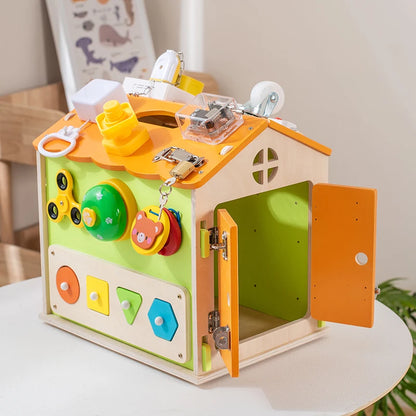 Montessori Children's Early Education Wooden Busy Board Toys New Cloth Fun Cognitive Matching Fun Things Busy House