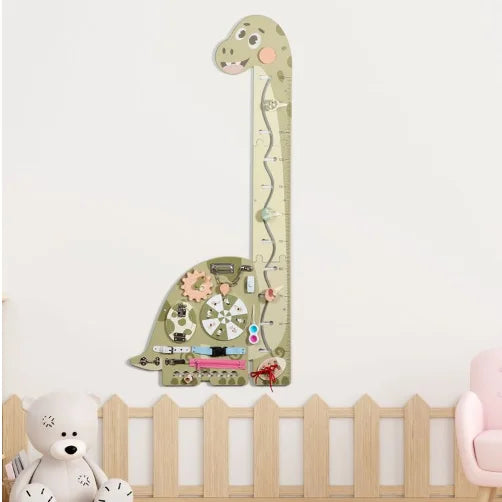 Multifunction Cartoon Dinosaur Wall Kindergarten Busy Board Kids Height Life Skills Training for Room Decoration