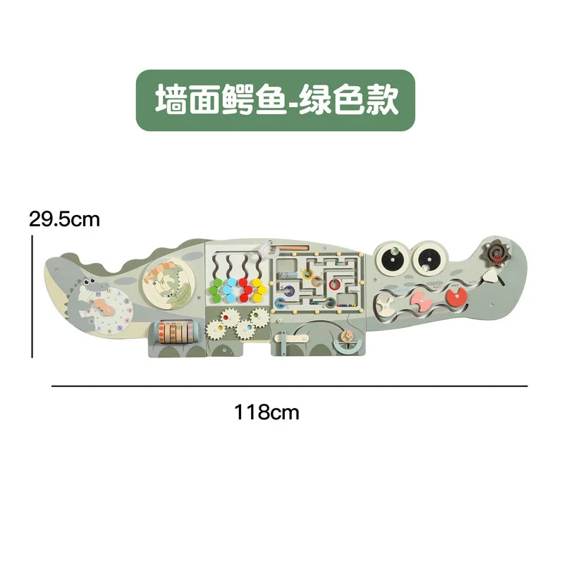 Unisex Crocodile Wall Game Busy Board Handmade Wooden Puzzle Toy for Toddlers 3-7 Years CPC EN71 Certified Educational Learning