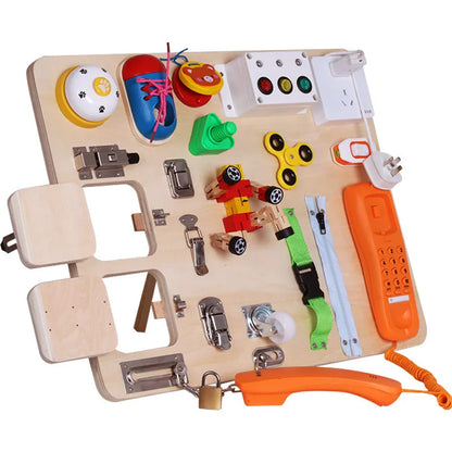 Montessori Educational Activity Toddler Wooden Toys Wooden Busy Board Activity Board Sensory for Baby Toddler Toys