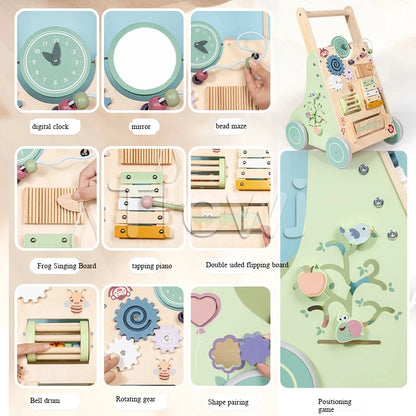 Wooden Baby Walker Push and Pull Stroller Learning Toy for Toddlers Educational Toy Development