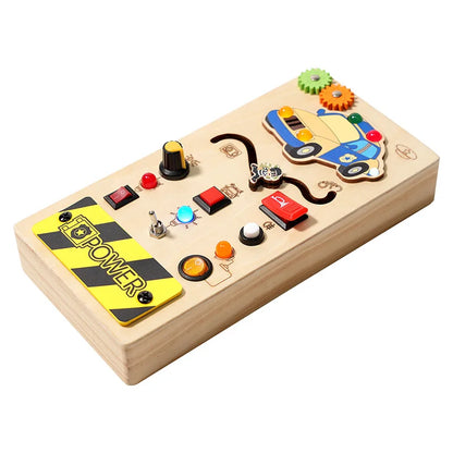 Kids Wooden Sensory Toys Preschool Learning Activities Steering Wheel Circuit Busyboard Steering Wheel Circuit Wooden Busy Board