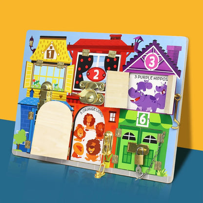 Popular Product Children's Busy Board Puzzle Unlocking Toy Wooden Movable Board Suitable for Children 123 Years Old Toy