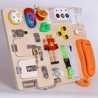 Montessori Educational Activity Toddler Wooden Toys Wooden Busy Board Activity Board Sensory for Baby Toddler Toys