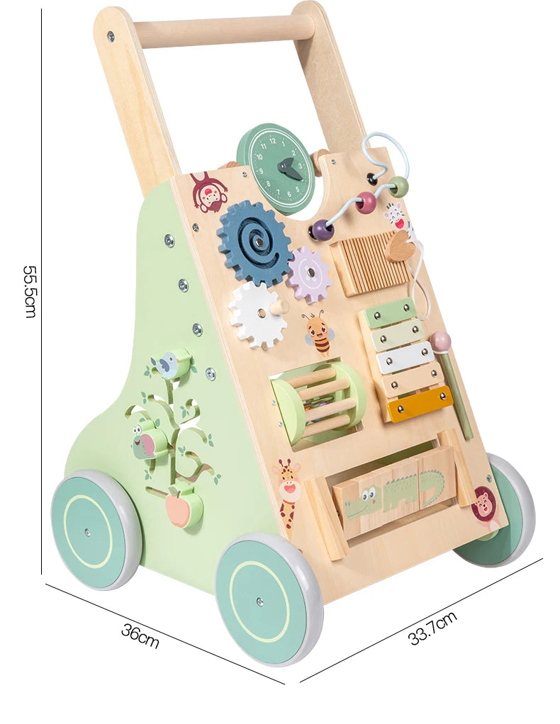 Wooden Baby Walker Push and Pull Stroller Learning Toy for Toddlers Educational Toy Development