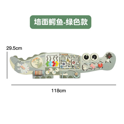 Unisex Crocodile Wall Game Busy Board Handmade Wooden Puzzle Toy for Toddlers 3-7 Years CPC EN71 Certified Educational Learning