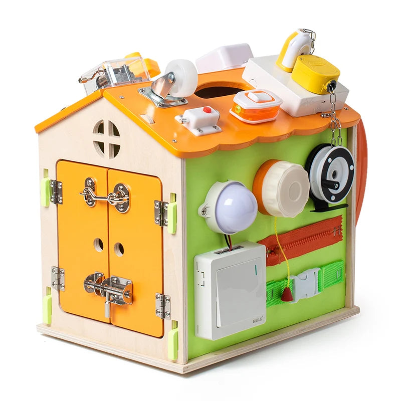 Montessori Children's Early Education Wooden Busy Board Toys New Cloth Fun Cognitive Matching Fun Things Busy House