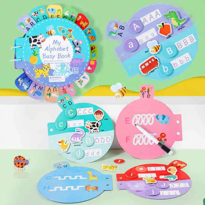 Montessori English Letter Game Busy Book Educational Paper Toy for Pen Control Training Quiet Learning Toy