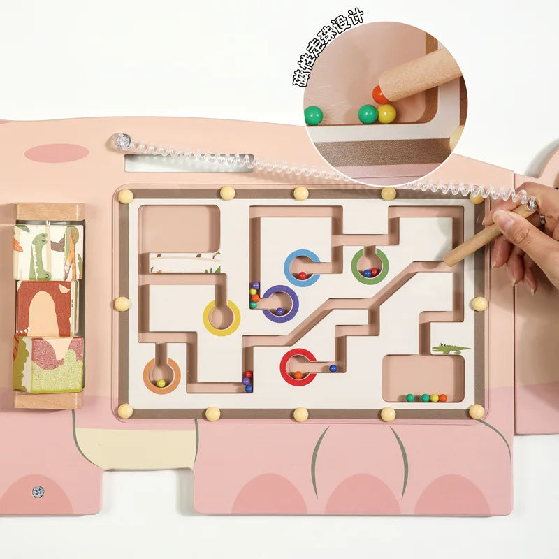 Unisex Crocodile Wall Game Busy Board Handmade Wooden Puzzle Toy for Toddlers 3-7 Years CPC EN71 Certified Educational Learning