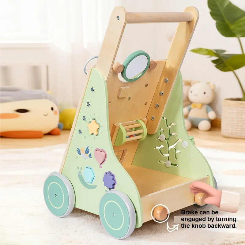 Wooden Baby Walker Push and Pull Stroller Learning Toy for Toddlers Educational Toy Development