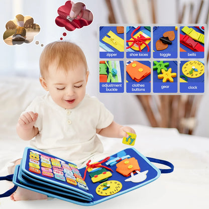 Montessori Busy Book Toddler Sensory Educational Toy  Preschool Learning Activity Book Portable Travel Gift for Boys Girls