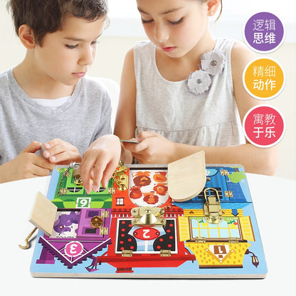Popular Product Children's Busy Board Puzzle Unlocking Toy Wooden Movable Board Suitable for Children 123 Years Old Toy