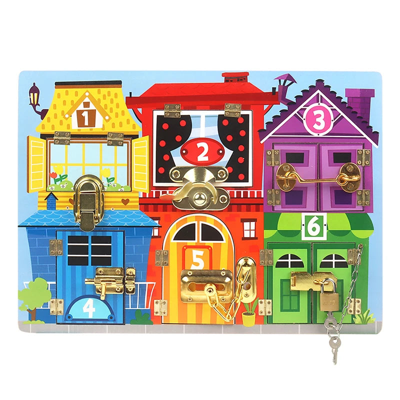 Popular Product Children's Busy Board Puzzle Unlocking Toy Wooden Movable Board Suitable for Children 123 Years Old Toy