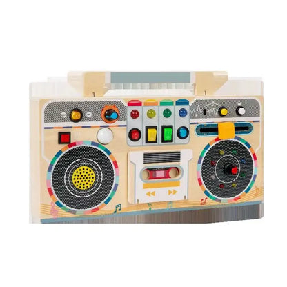 New Design Wooden Busy Board Montessori Toys Multifunctional Radio Portable LED Busy Board
