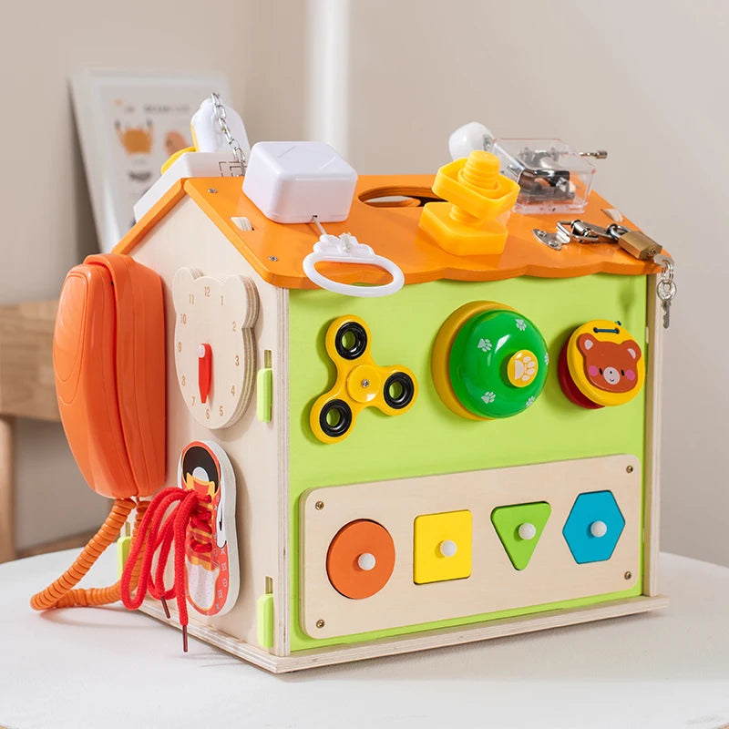 Montessori Children's Early Education Wooden Busy Board Toys New Cloth Fun Cognitive Matching Fun Things Busy House