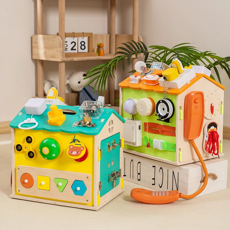 Montessori Children's Early Education Wooden Busy Board Toys New Cloth Fun Cognitive Matching Fun Things Busy House