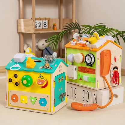 Montessori Children's Early Education Wooden Busy Board Toys New Cloth Fun Cognitive Matching Fun Things Busy House