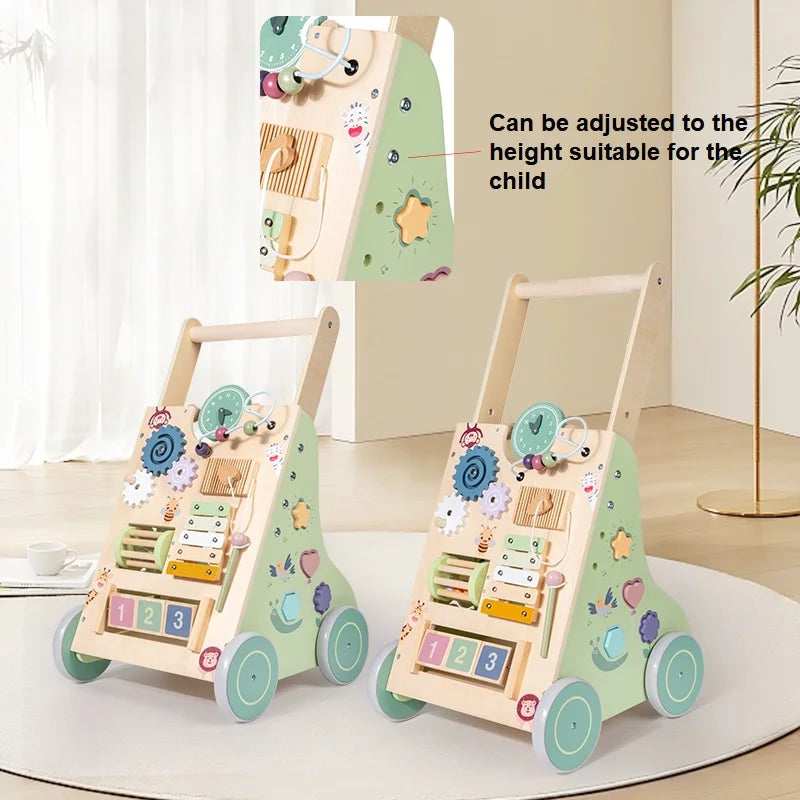 Wooden Baby Walker Push and Pull Stroller Learning Toy for Toddlers Educational Toy Development