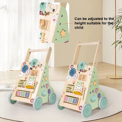 Wooden Baby Walker Push and Pull Stroller Learning Toy for Toddlers Educational Toy Development