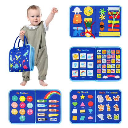 Montessori Busy Book Toddler Sensory Educational Toy  Preschool Learning Activity Book Portable Travel Gift for Boys Girls