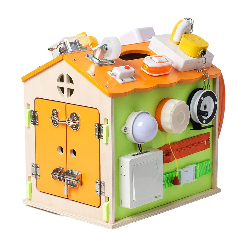 Montessori Children's Early Education Wooden Busy Board Toys New Cloth Fun Cognitive Matching Fun Things Busy House