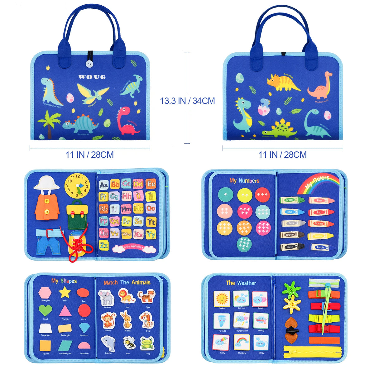 Montessori Busy Book Toddler Sensory Educational Toy  Preschool Learning Activity Book Portable Travel Gift for Boys Girls