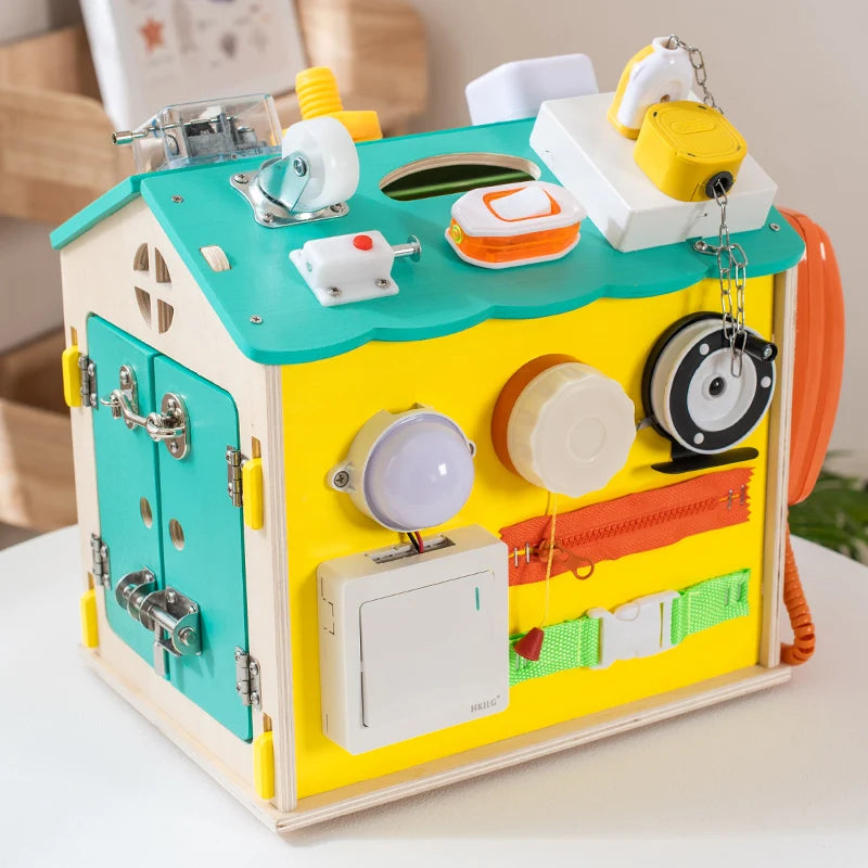 Montessori Children's Early Education Wooden Busy Board Toys New Cloth Fun Cognitive Matching Fun Things Busy House