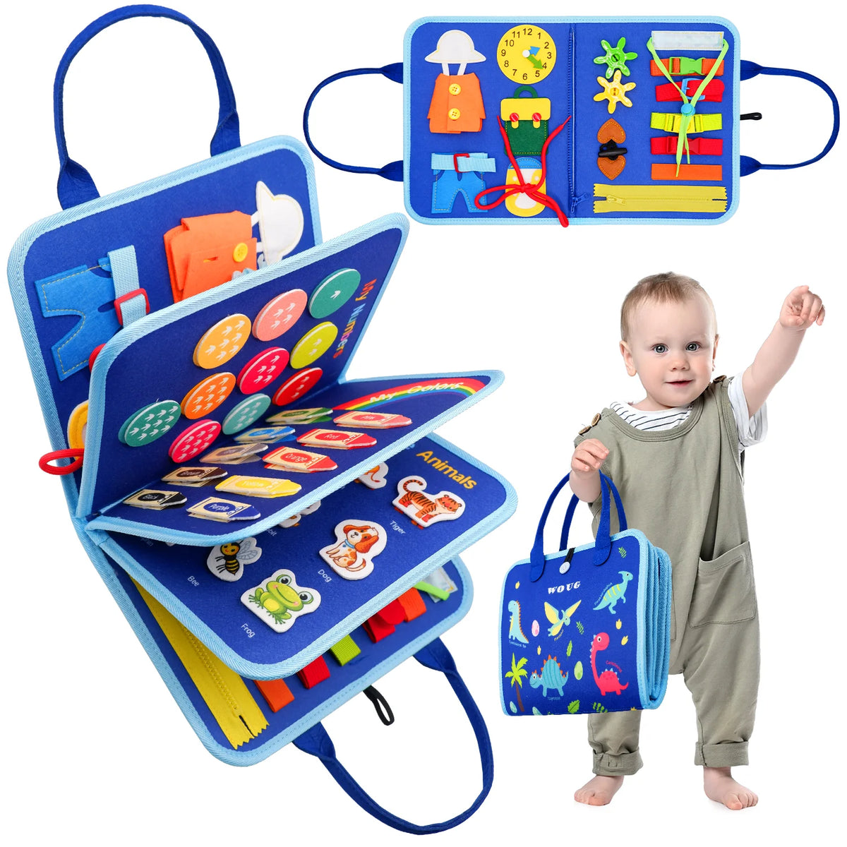 Montessori Busy Book Toddler Sensory Educational Toy  Preschool Learning Activity Book Portable Travel Gift for Boys Girls