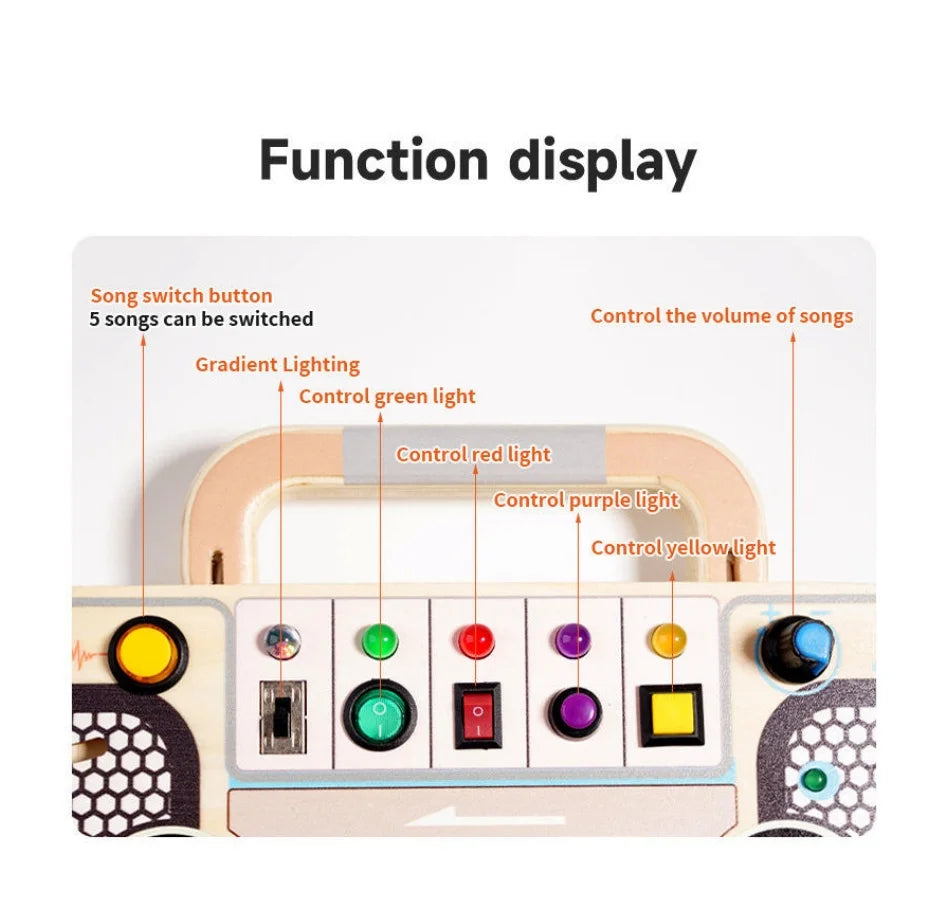 Wooden Busy Board Switch Activity Busy Board Montessori Busy Board Montessori Activity Board Wooden LED Light Busy Board OEM ODM