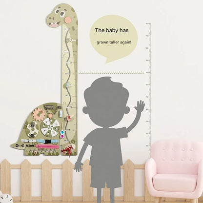 Multifunction Cartoon Dinosaur Wall Kindergarten Busy Board Kids Height Life Skills Training for Room Decoration