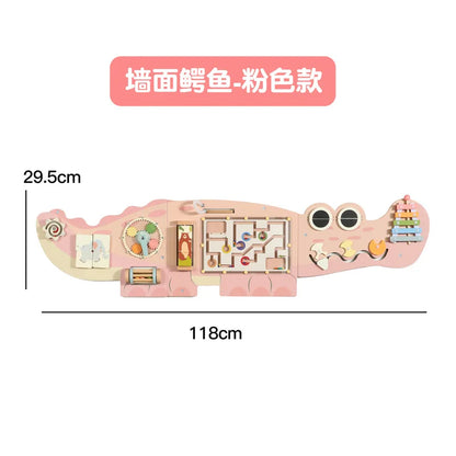 Unisex Crocodile Wall Game Busy Board Handmade Wooden Puzzle Toy for Toddlers 3-7 Years CPC EN71 Certified Educational Learning