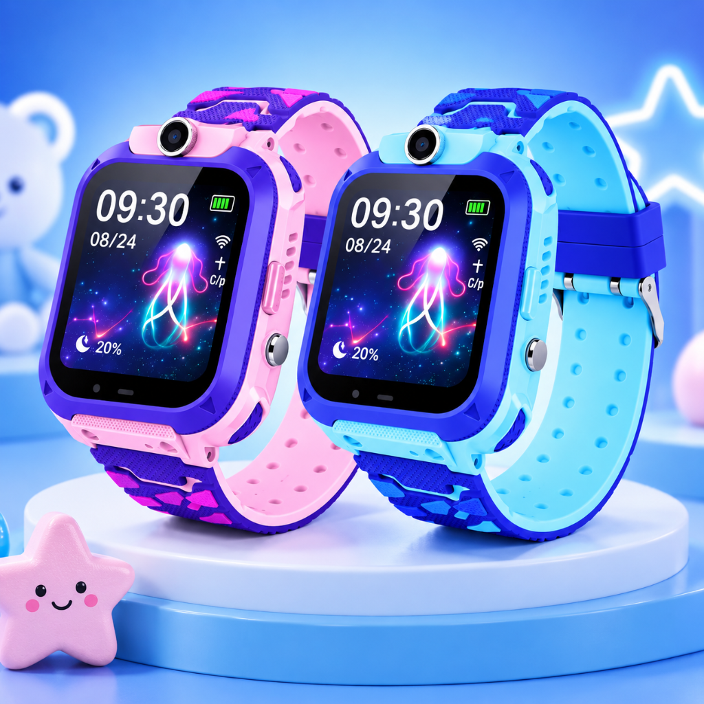 Montre connectée enfant KidSecure disponible en rose et bleu