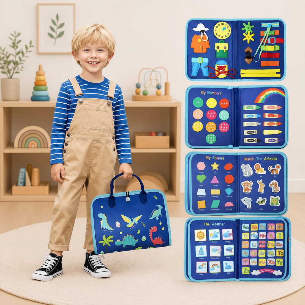 Planche activités Montessori bébé busy board sensoriel jouet éveil