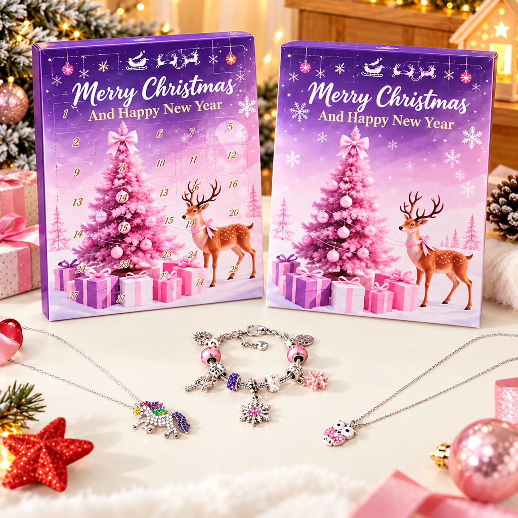 cadeau de noël calendrier bijoux violet