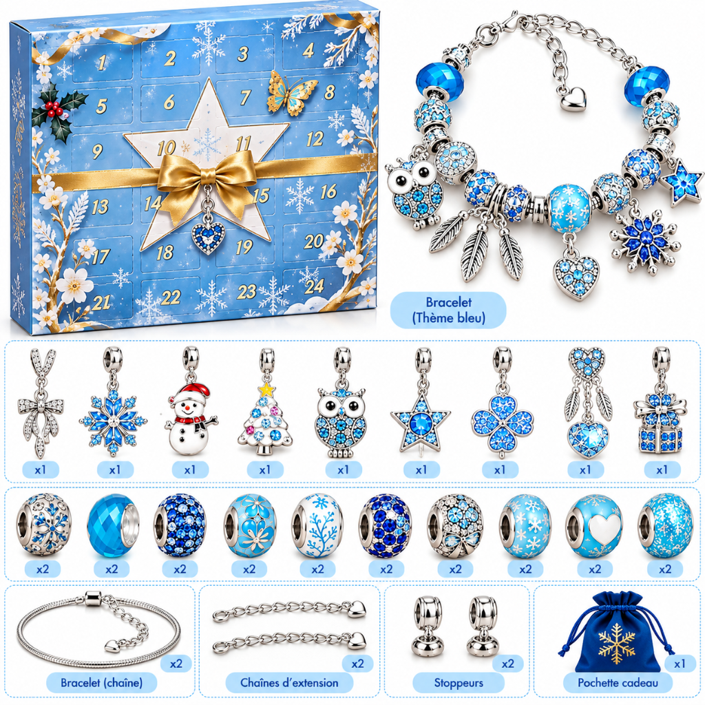 calendrier de l’avent bijoux bleu pou fille