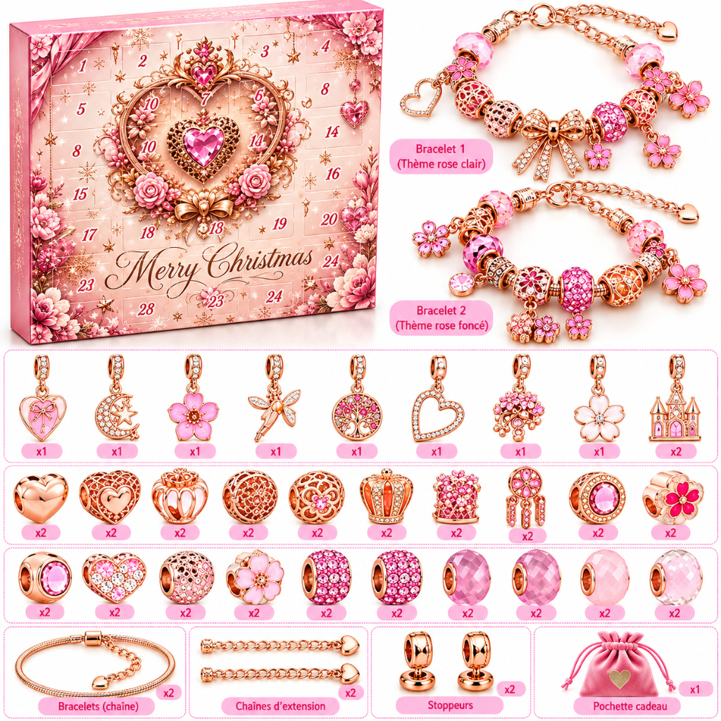 calendrier de l’avent bijoux rose pour fille