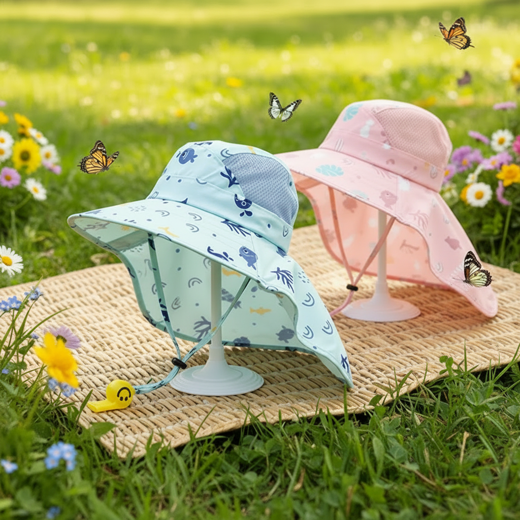 Chapeau fille parc fleurs