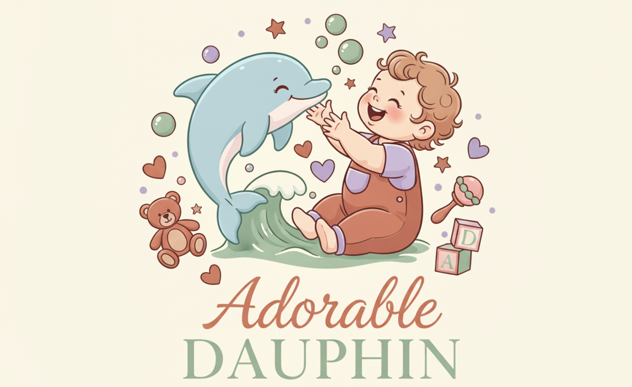 Logo Adorable Dauphin - Bébé et dauphin