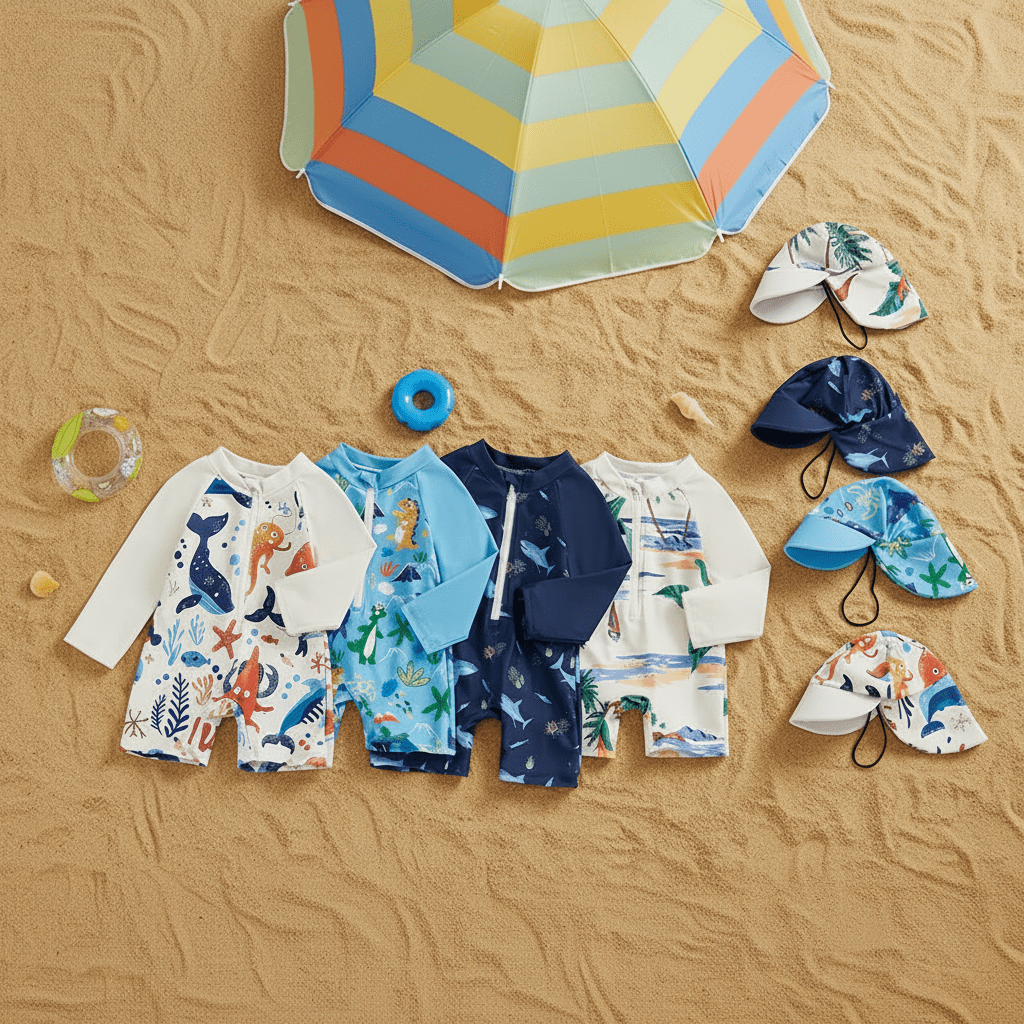 maillot de bain enfant sable parasol