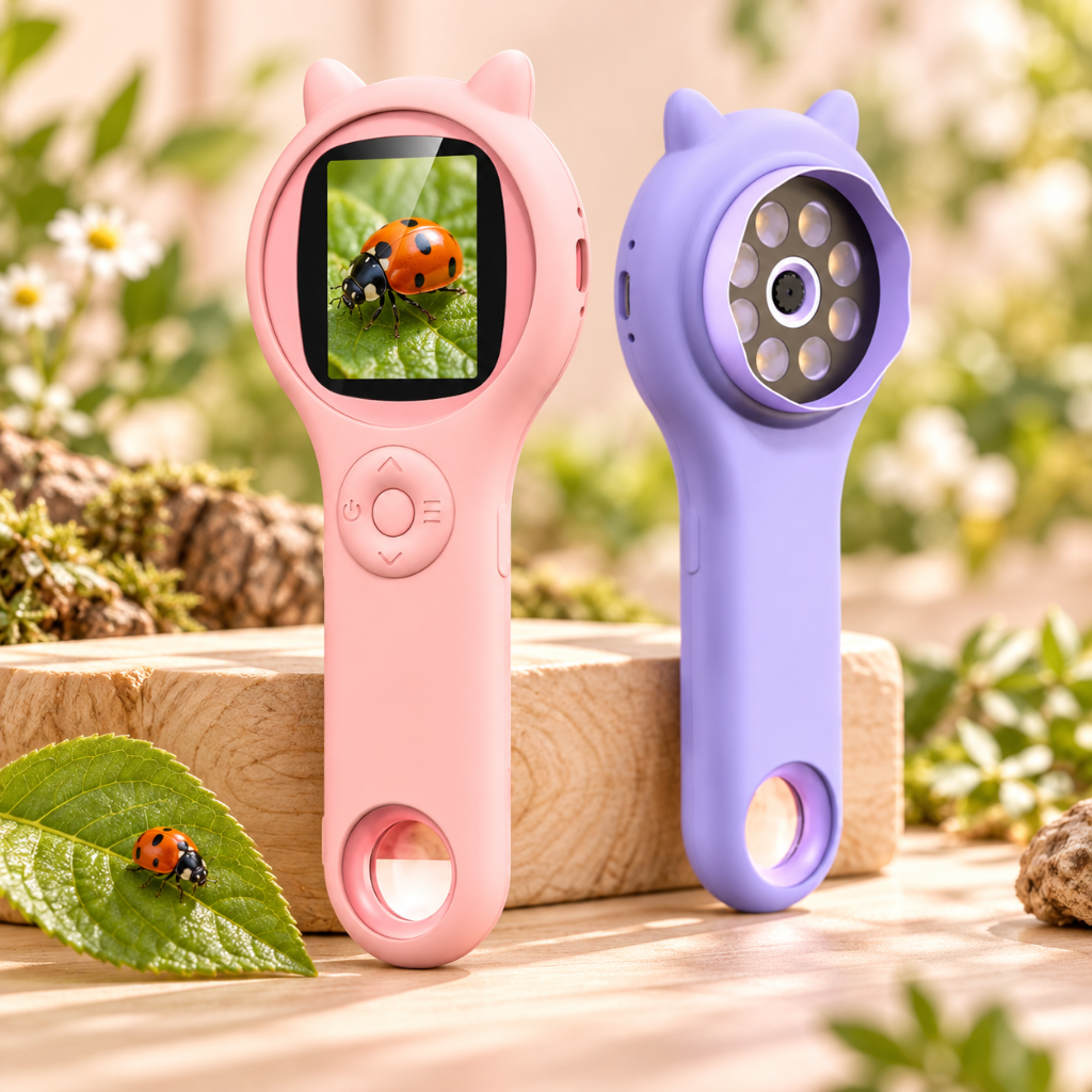 microscope de poche enfant violet vu de dos