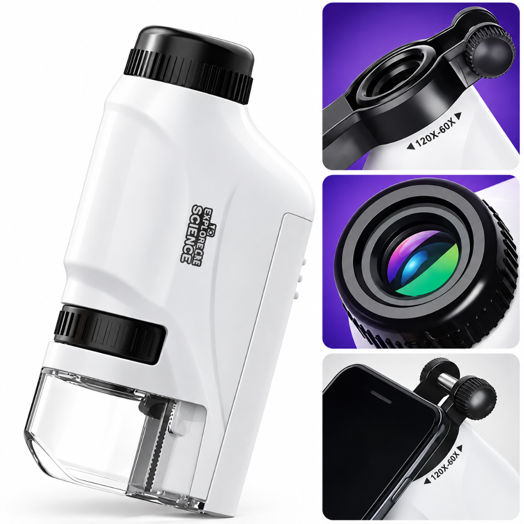 microscope de poche utilisé pour une expérience scientifique