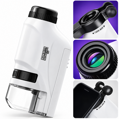 microscope de poche utilisé pour une expérience scientifique