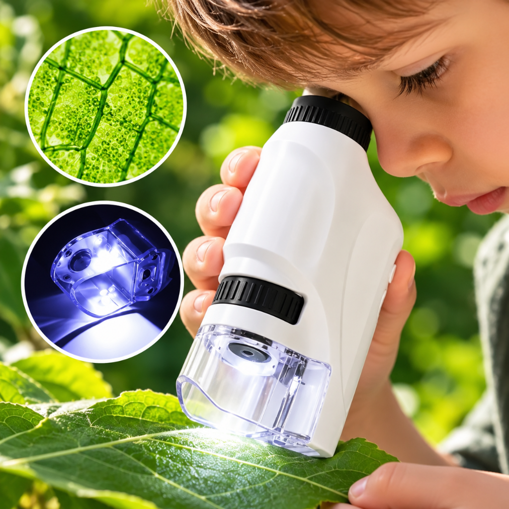 microscope de poche avec éclairage led intégré