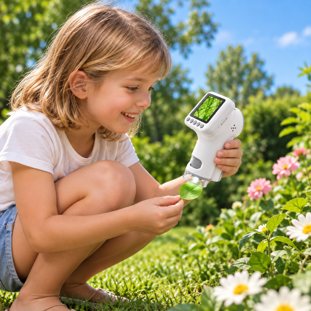 microscope numérique jaune pour observer les plantes