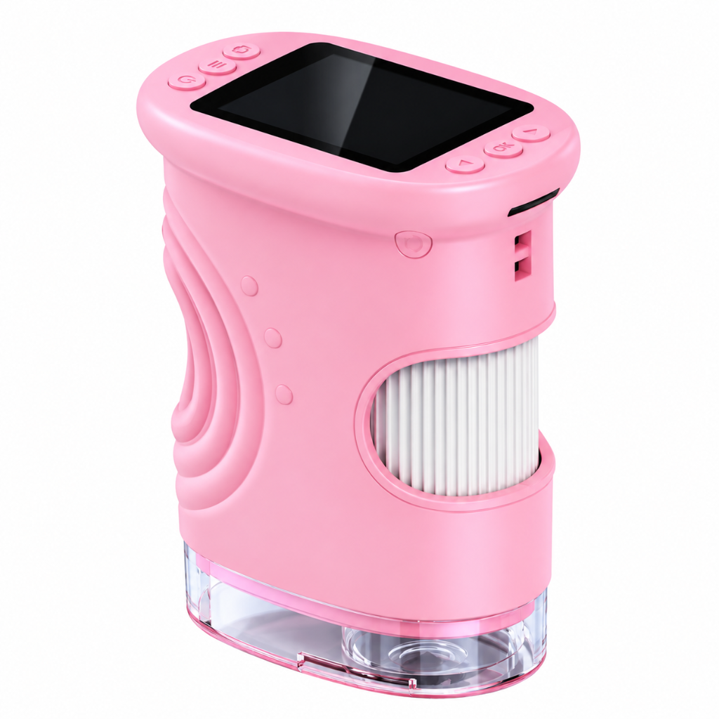 microscope portable enfant jaune avec écran couleur pour observer la nature