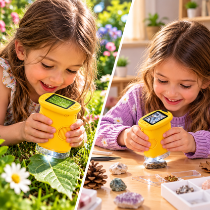 microscope portable enfant jaune avec écran numérique